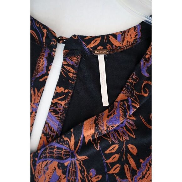 Free People OB1068116 Women's Sz XS Black Floral Print Hello Lover Tunic Top - Picture 3 of 9